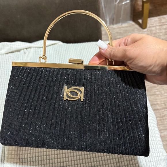 Bebe Black Clutch with Gold Accents - Picture 3 of 7